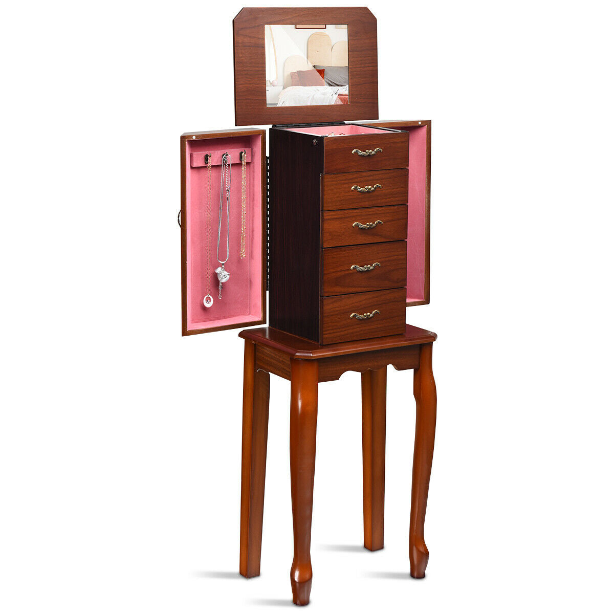 Standing Jewelry Box with Drawers & Side Doors