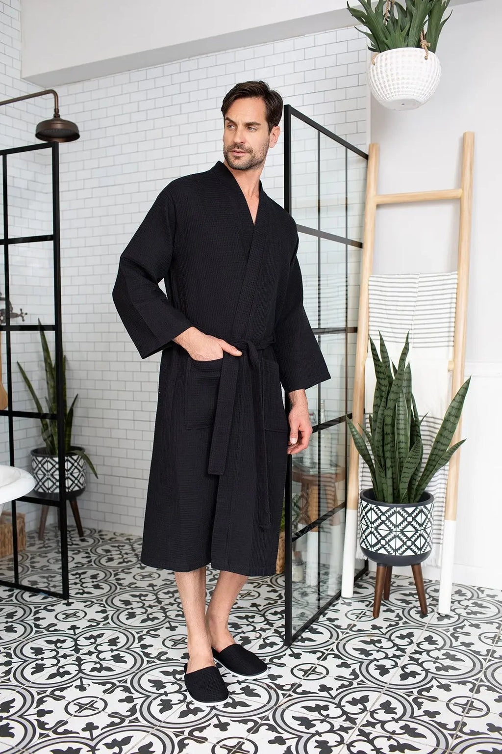 Waffle Spa Robe – Lightweight Quick-Dry Kimono Bath Robe