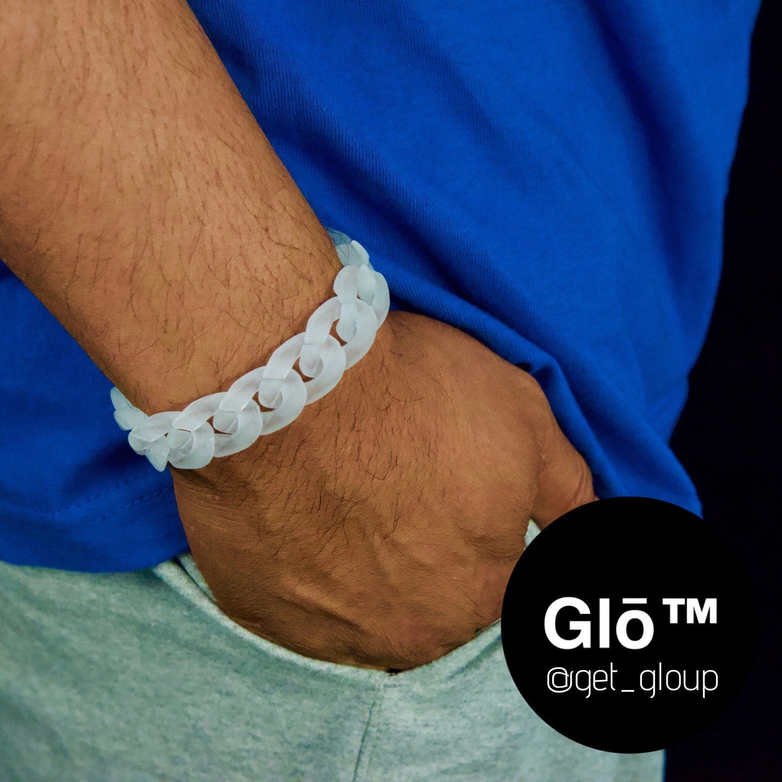 White Frosted Cuban Link Bracelet – Acrylic Glass | Unisex, Handmade