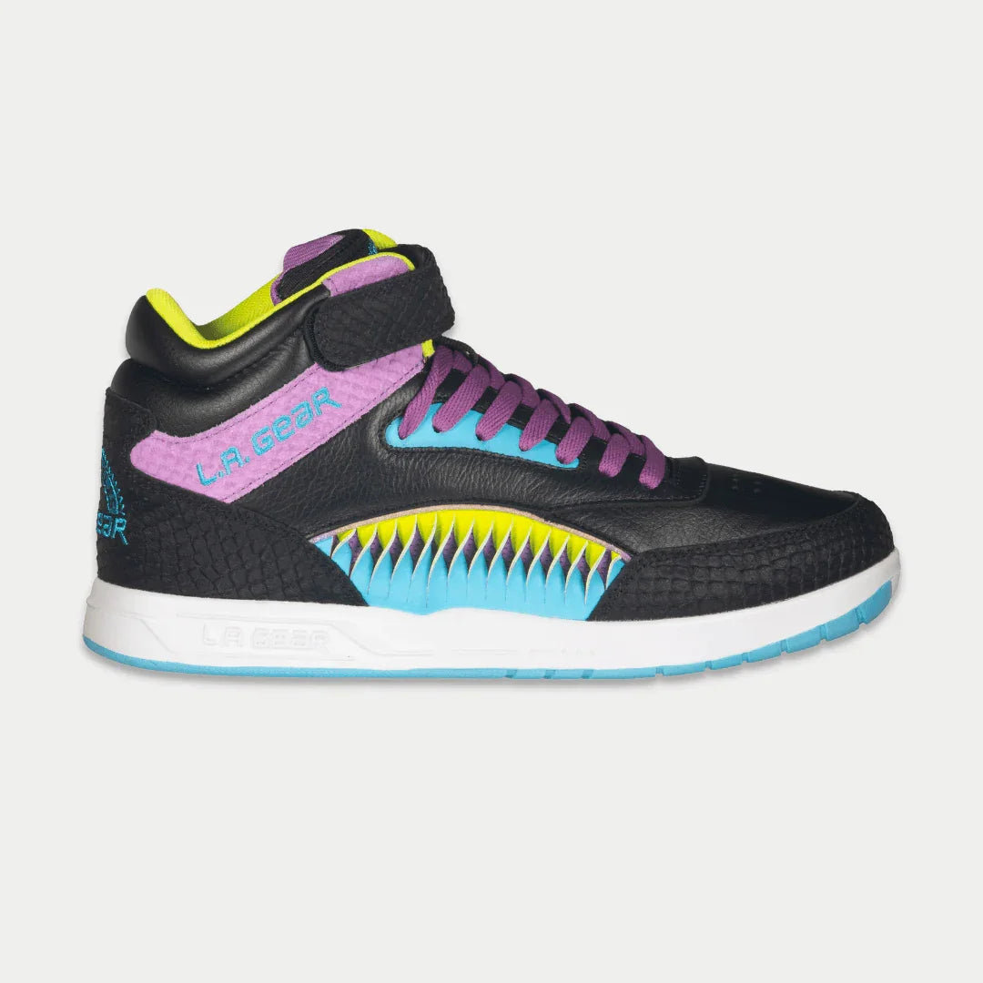 LA Gear Women's Flame High-Top – Black x Purple x Turquoise