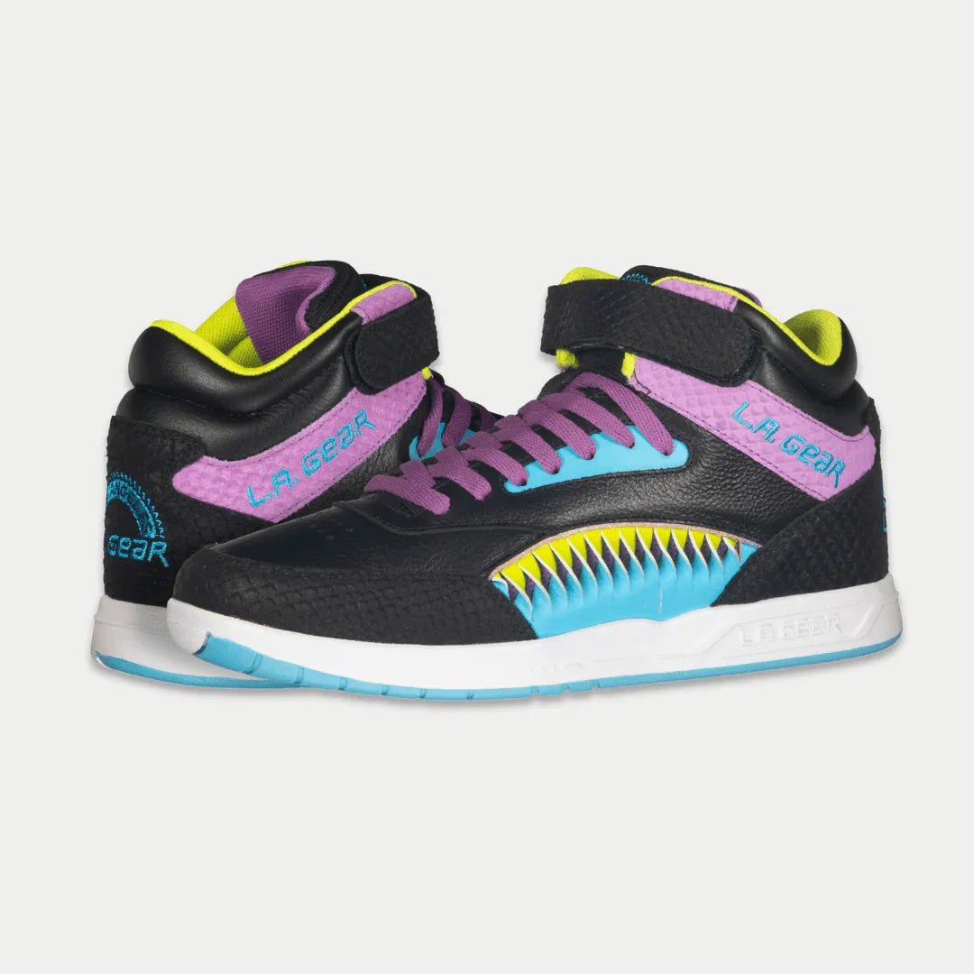 LA Gear Women's Flame High-Top – Black x Purple x Turquoise
