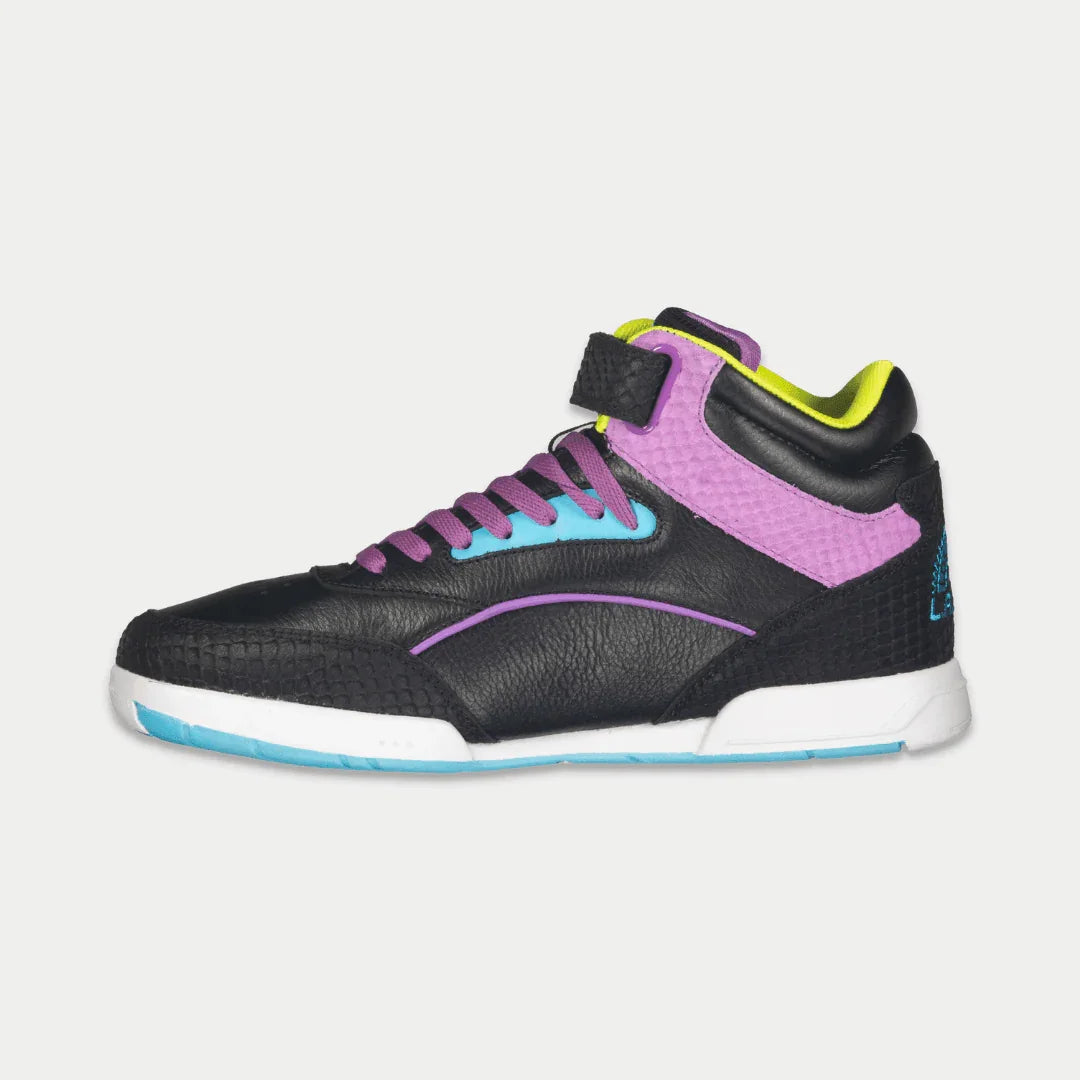 LA Gear Women's Flame High-Top – Black x Purple x Turquoise