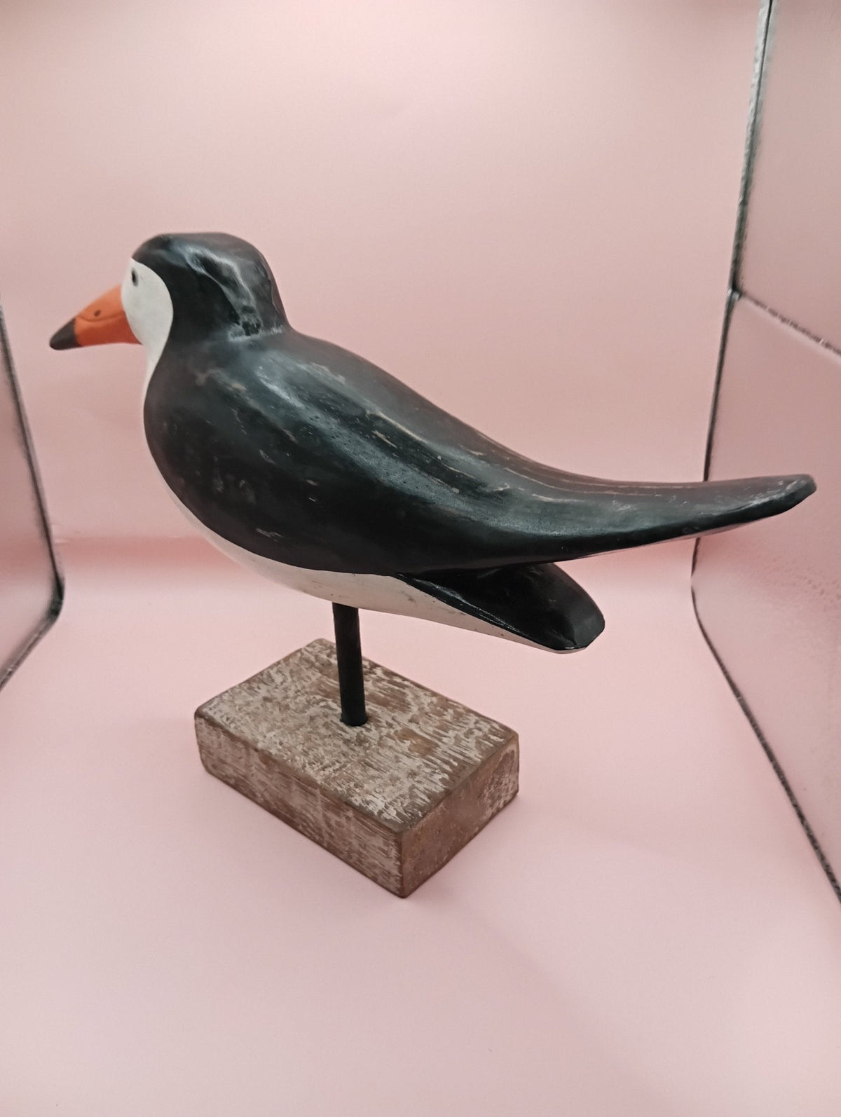 Hand-Carved Wood Skimmer Bird Sculpture