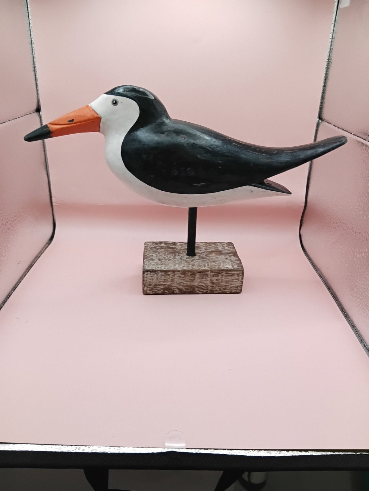 Hand-Carved Wood Skimmer Bird Sculpture
