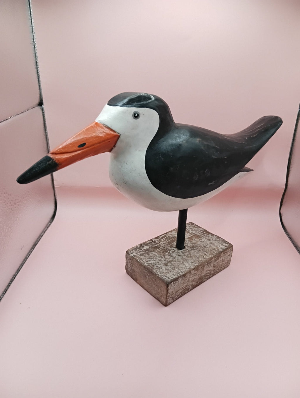 Hand-Carved Wood Skimmer Bird Sculpture