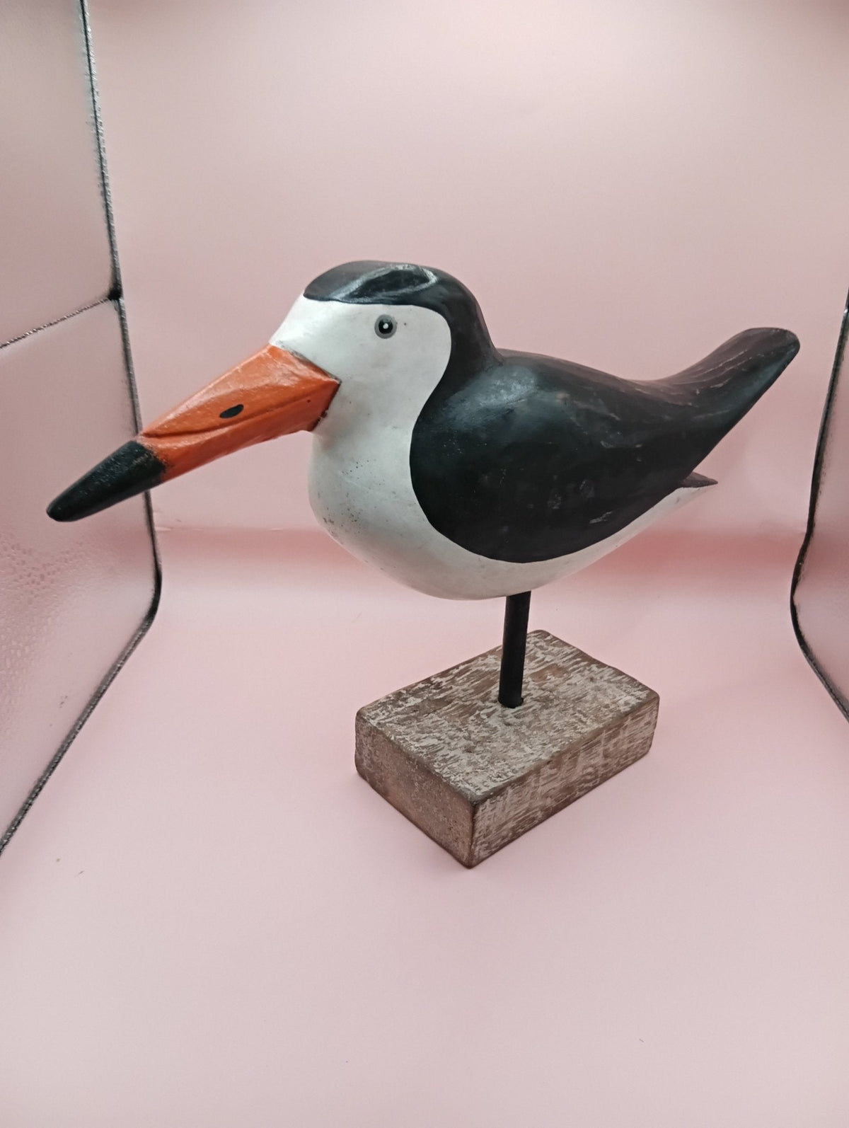 Hand-Carved Wood Skimmer Bird Sculpture