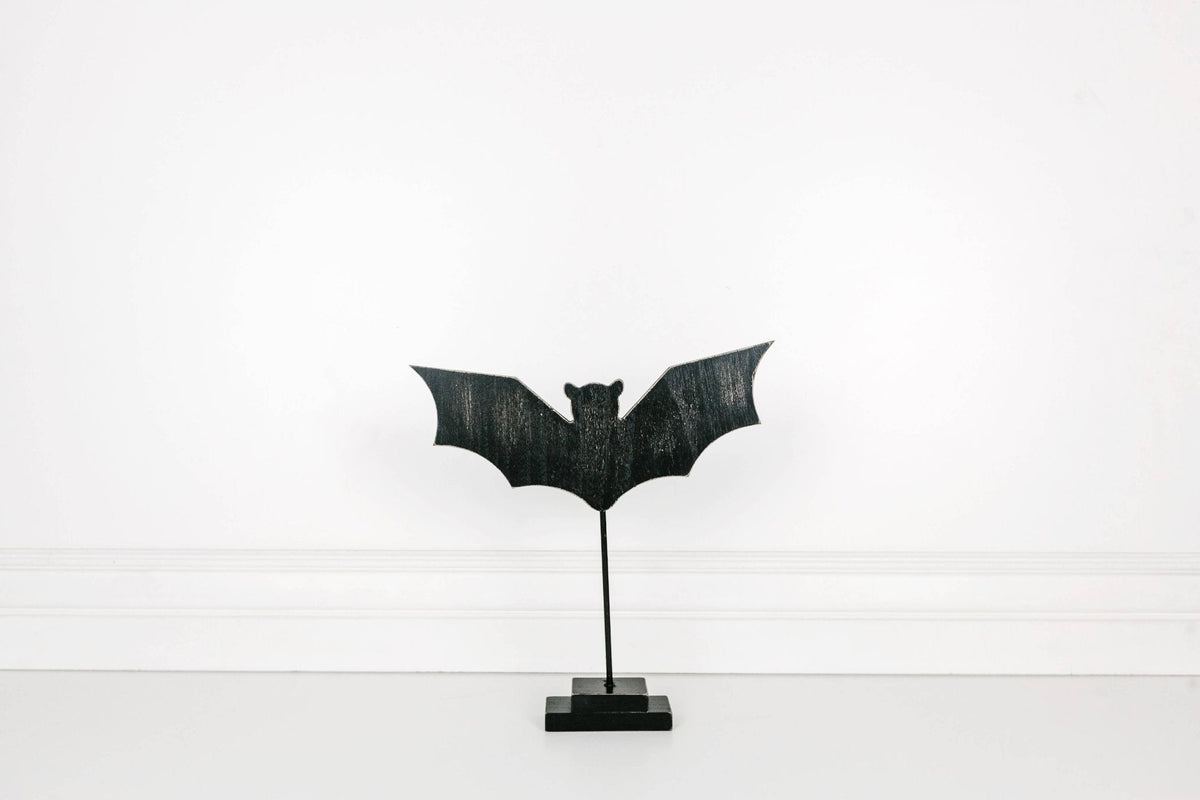 Halloween Wooden Black Bat Cutout on Stand