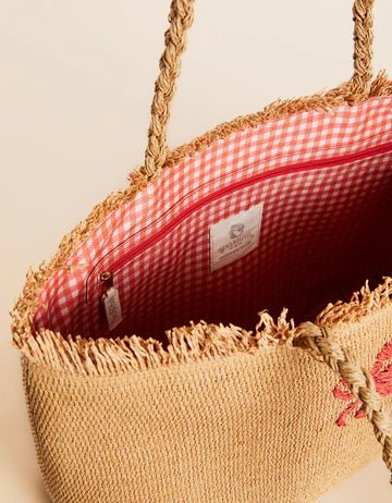 Hamilton Crab Woven Straw Tote Bag – Embroidered Crab